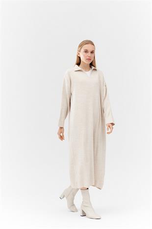 ELİSA TRİKO ELBİSE - BEJ