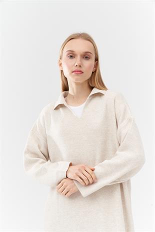 ELİSA TRİKO ELBİSE - BEJ