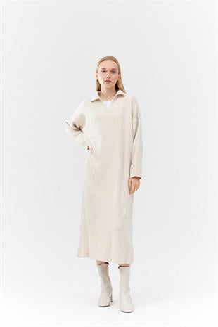ELİSA TRİKO ELBİSE - BEJ