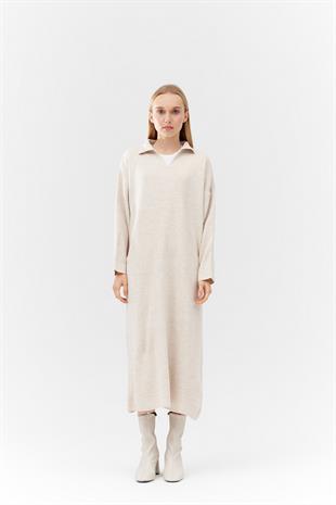 ELİSA TRİKO ELBİSE - BEJ