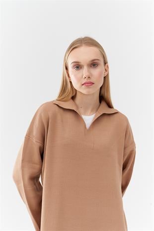 ELİSA TRİKO ELBİSE - CAMEL 