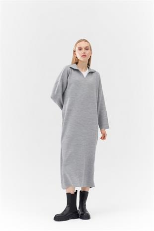 ELİSA TRİKO ELBİSE - GRİ