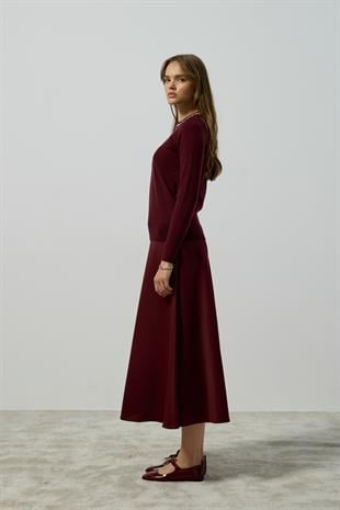 Eloise Taşlı Bluz - Bordo