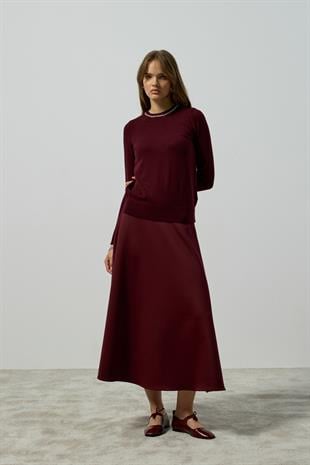 Eloise Taşlı Bluz - Bordo