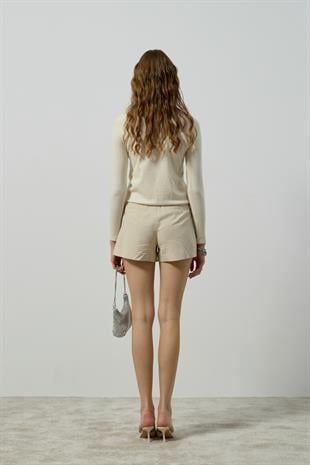 Eloise Taşlı Bluz - Krem