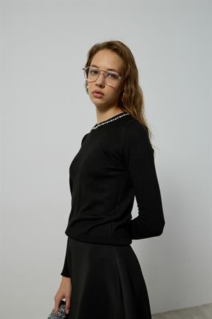 Eloise Taşlı Bluz - Siyah
