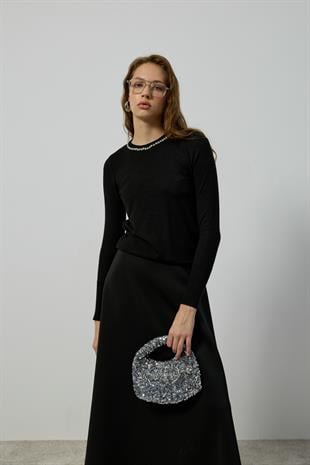 Eloise Taşlı Bluz - Siyah