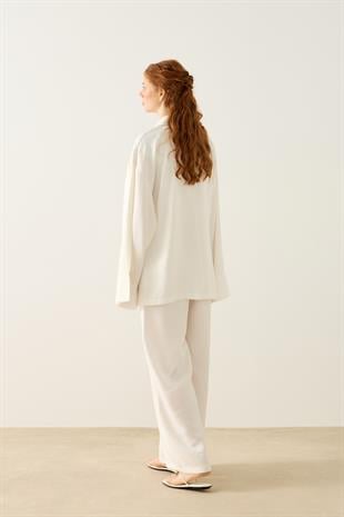 Elowen Modal Bağcıklı Takım  - Ekru