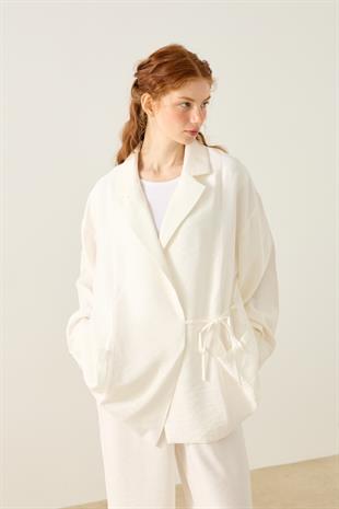 Elowen Modal Bağcıklı Takım  - Ekru