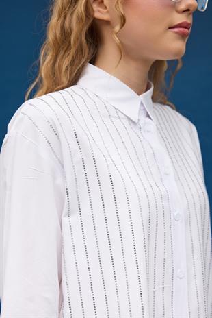 Elsa Pul İşlemeli Gömlek- Beyaz