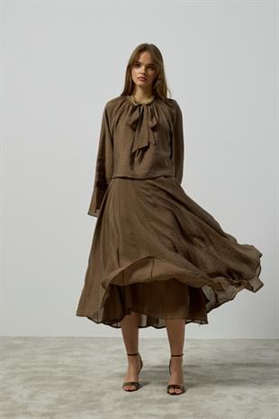 Elsia Büzgülü Damla Yaka Takım  - Haki 