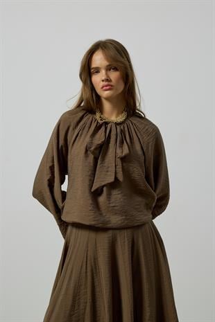 Elsia Büzgülü Damla Yaka Takım  - Haki 