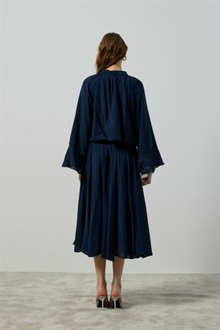 Elsia Büzgülü Damla Yaka Takım - Lacivert