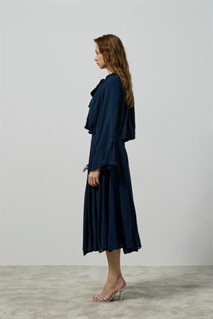 Elsia Büzgülü Damla Yaka Takım - Lacivert
