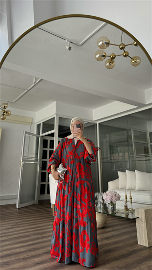 EMAY VISCON ELBİSE - KIRMIZI