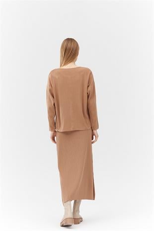 EMİLY FİTİLLİ TRİKO KLOŞ ETEK - CAMEL