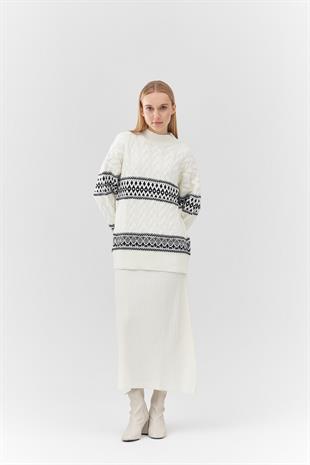 EMİLY FİTİLLİ TRİKO KLOŞ ETEK - EKRU