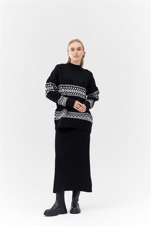 EMİLY FİTİLLİ TRİKO KLOŞ ETEK - SİYAH