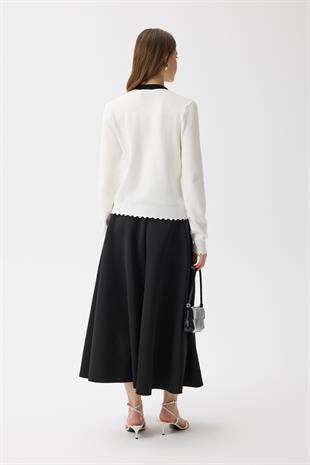 Emma Fularlı Hırka - Beyaz