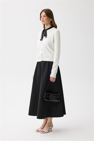 Emma Fularlı Hırka - Beyaz