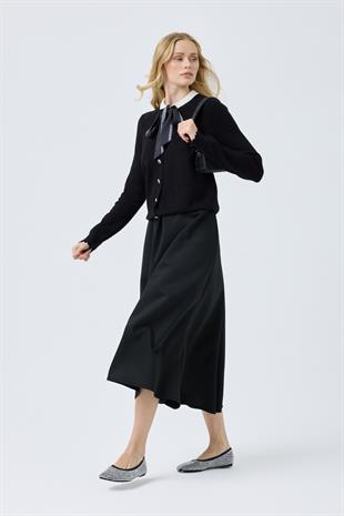 Emma Fularlı Hırka - Siyah