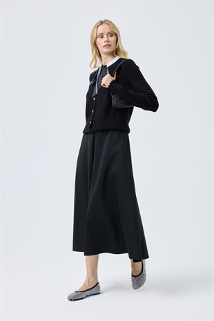 Emma Fularlı Hırka - Siyah