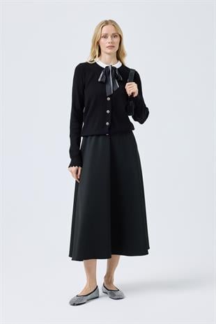 Emma Fularlı Hırka - Siyah