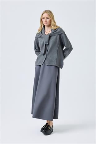 Emmy Atkılı Triko Hırka - Antrasit 