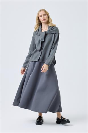 Emmy Atkılı Triko Hırka - Antrasit 