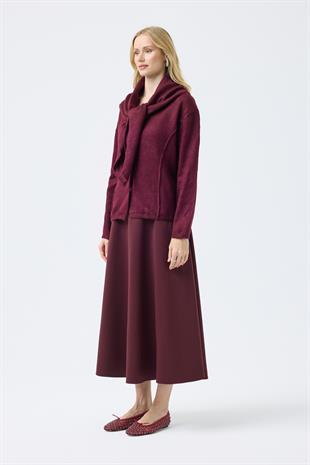 Emmy Atkılı Triko Hırka - Bordo 