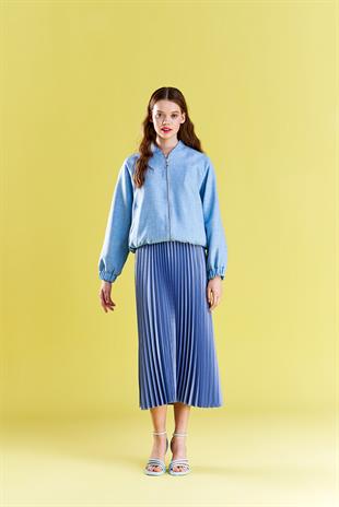 EMY PLİSOLE ETEK - BEBEMAVİ