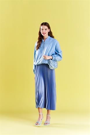 EMY PLİSOLE ETEK - BEBEMAVİ