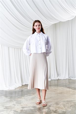 EMY PLİSOLE ETEK -  BEJ