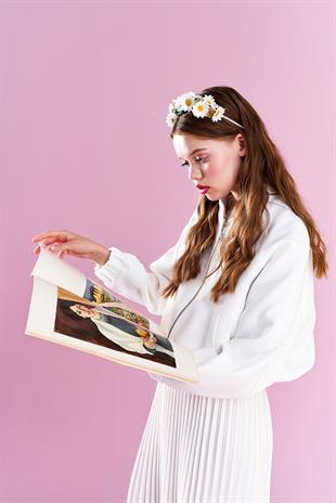 EMY PLİSOLE ETEK - BEYAZ