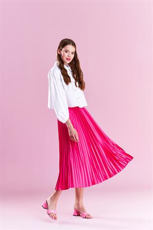 EMY PLİSOLE ETEK - FUŞYA