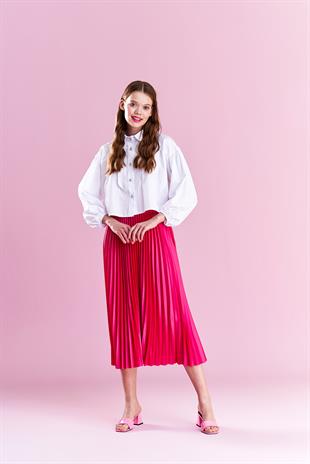 EMY PLİSOLE ETEK - FUŞYA