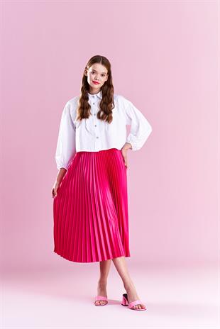 EMY PLİSOLE ETEK - FUŞYA