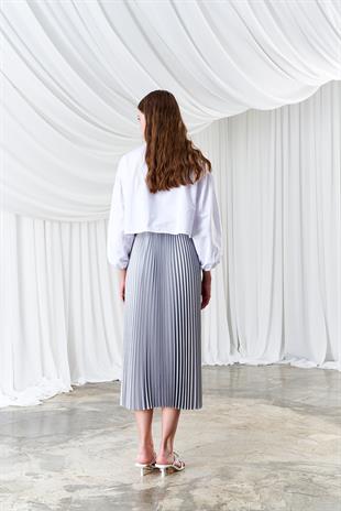 EMY PLİSOLE ETEK - GRİ