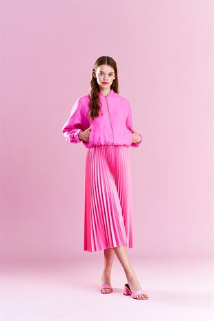 EMY PLİSOLE ETEK - PEMBE