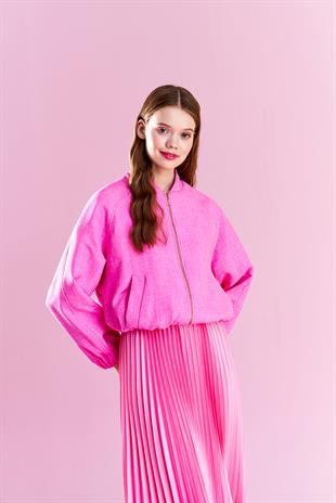 EMY PLİSOLE ETEK - PEMBE