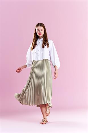 EMY PLİSOLE ETEK - MİNT