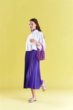 EMY PLİSOLE ETEK - MOR