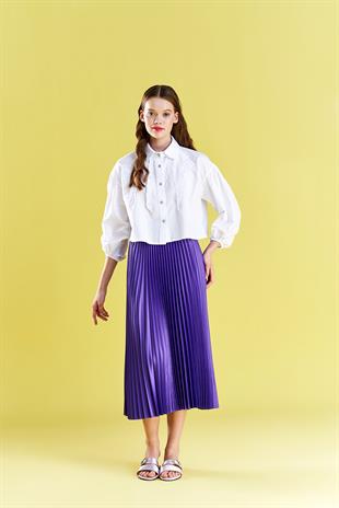 EMY PLİSOLE ETEK - MOR