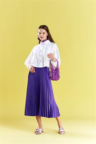 EMY PLİSOLE ETEK - MOR