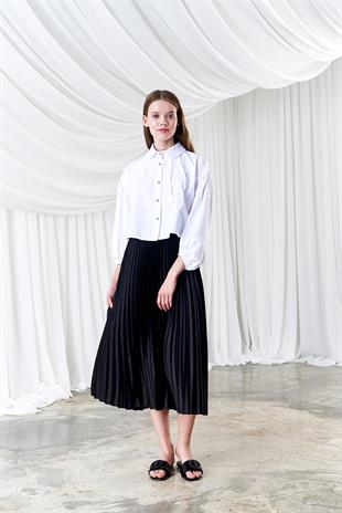 EMY PLİSOLE ETEK - SİYAH