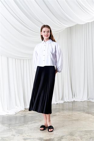 EMY PLİSOLE ETEK - SİYAH