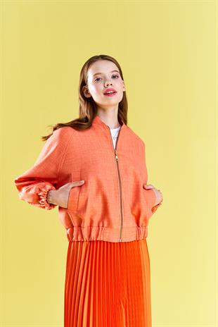 EMY PLİSOLE ETEK - TURUNCU