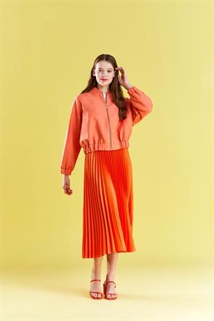 EMY PLİSOLE ETEK - TURUNCU
