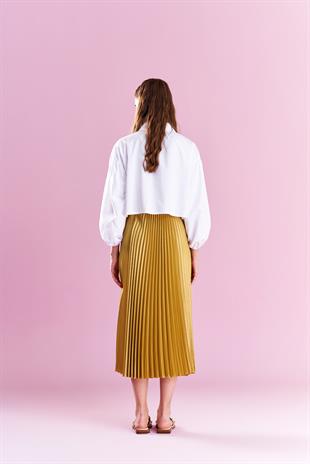 EMY PLİSOLE ETEK - YAĞ YEŞİLİ