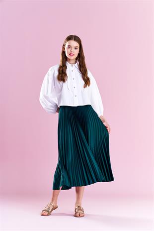 EMY PLİSOLE ETEK - ZÜMRÜT YEŞİL